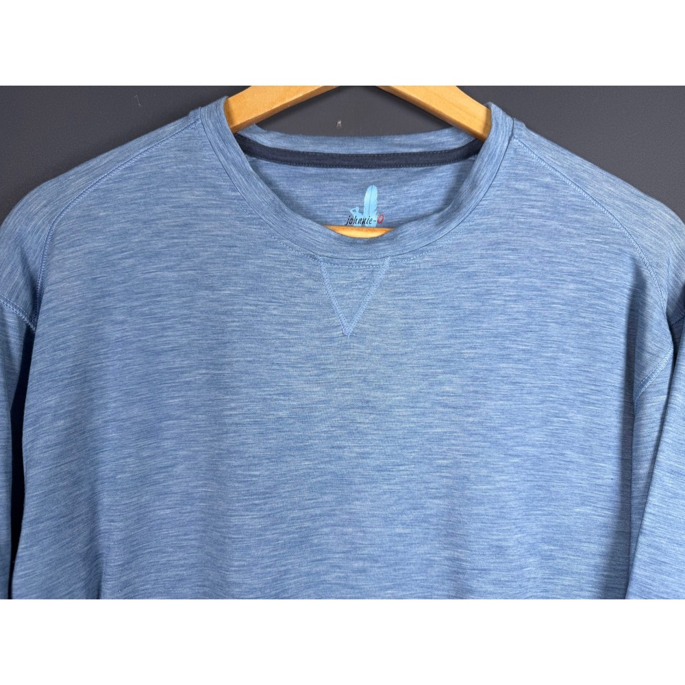 Johnnie-O Featherweight Mens Medium Blue Heathered Long Sleeve Crew Neck T-Shirt